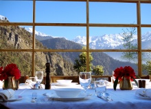 Dining room with mountain view