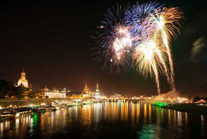 New Year's Eve fireworks over Dresden, Germany